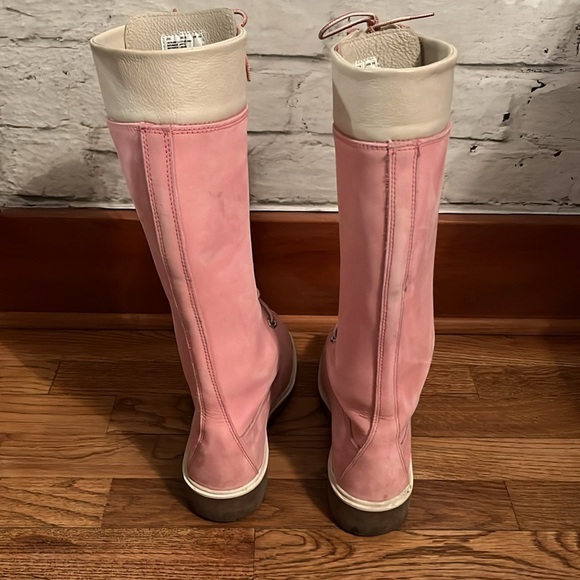 Timberland Pink Lace-Up Knee-High 16” Boots, Custom Women’s Timberland Boots - Picture 2 of 8